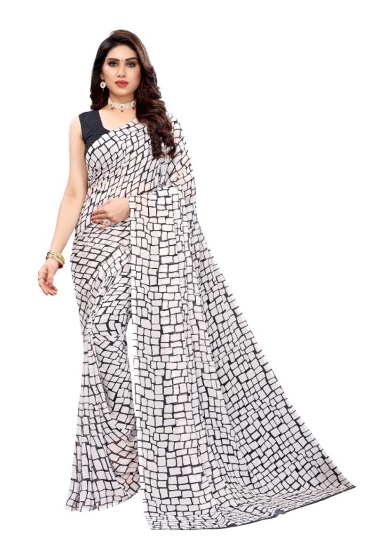 Fancy Georgette Printed Saree With blouse
